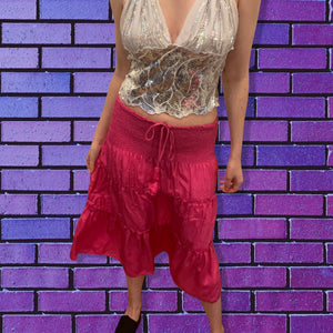 Y2K Hot Pink Silk Skirt