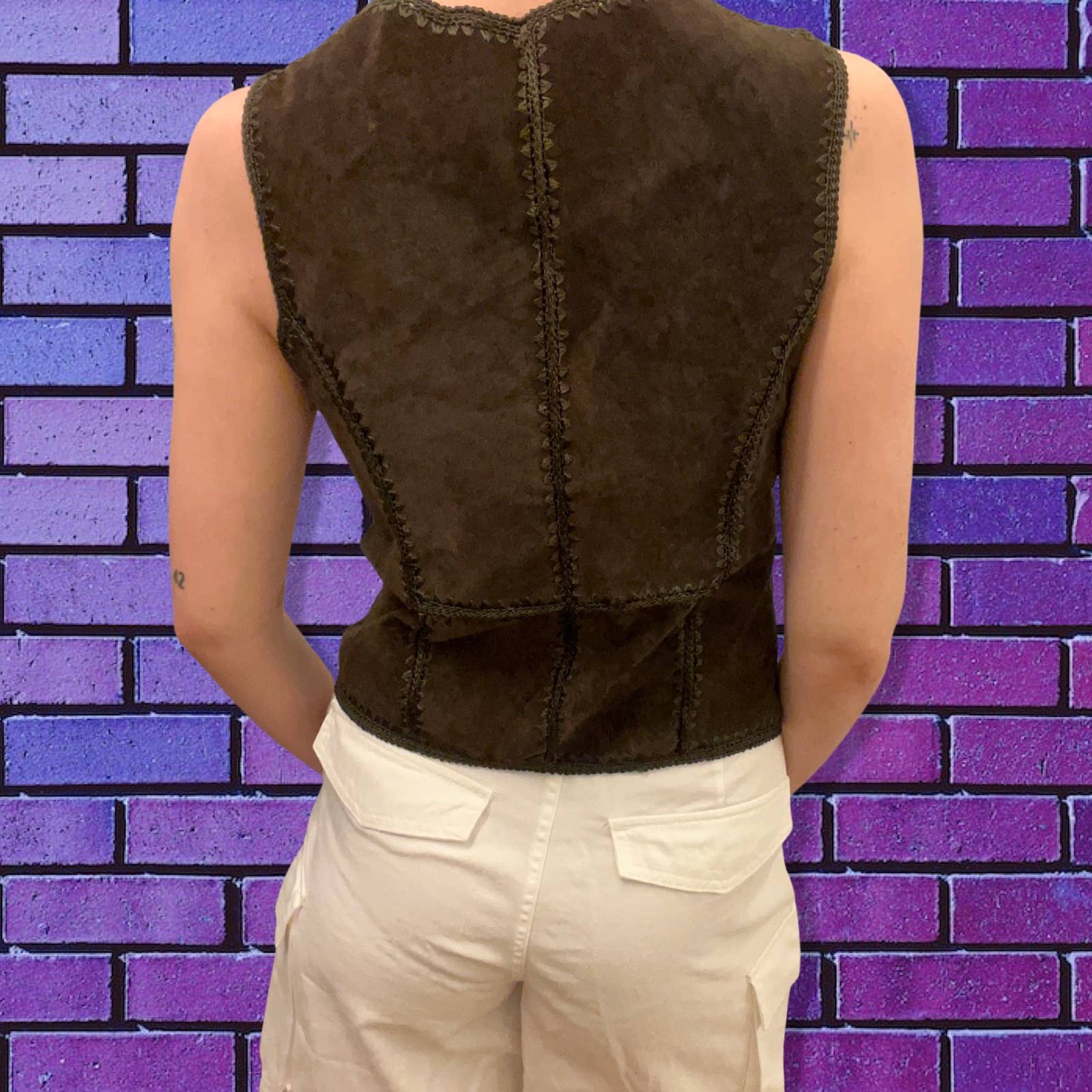 90s Italian Leather and Crochet Vest