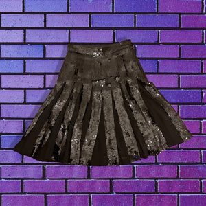 80s Sequin Silk Midi Skirt