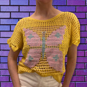 Vintage Crochet Butterfly Top