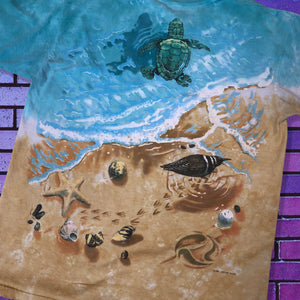 1996 Liquid Blue Sea Turtle All Over Print Tee