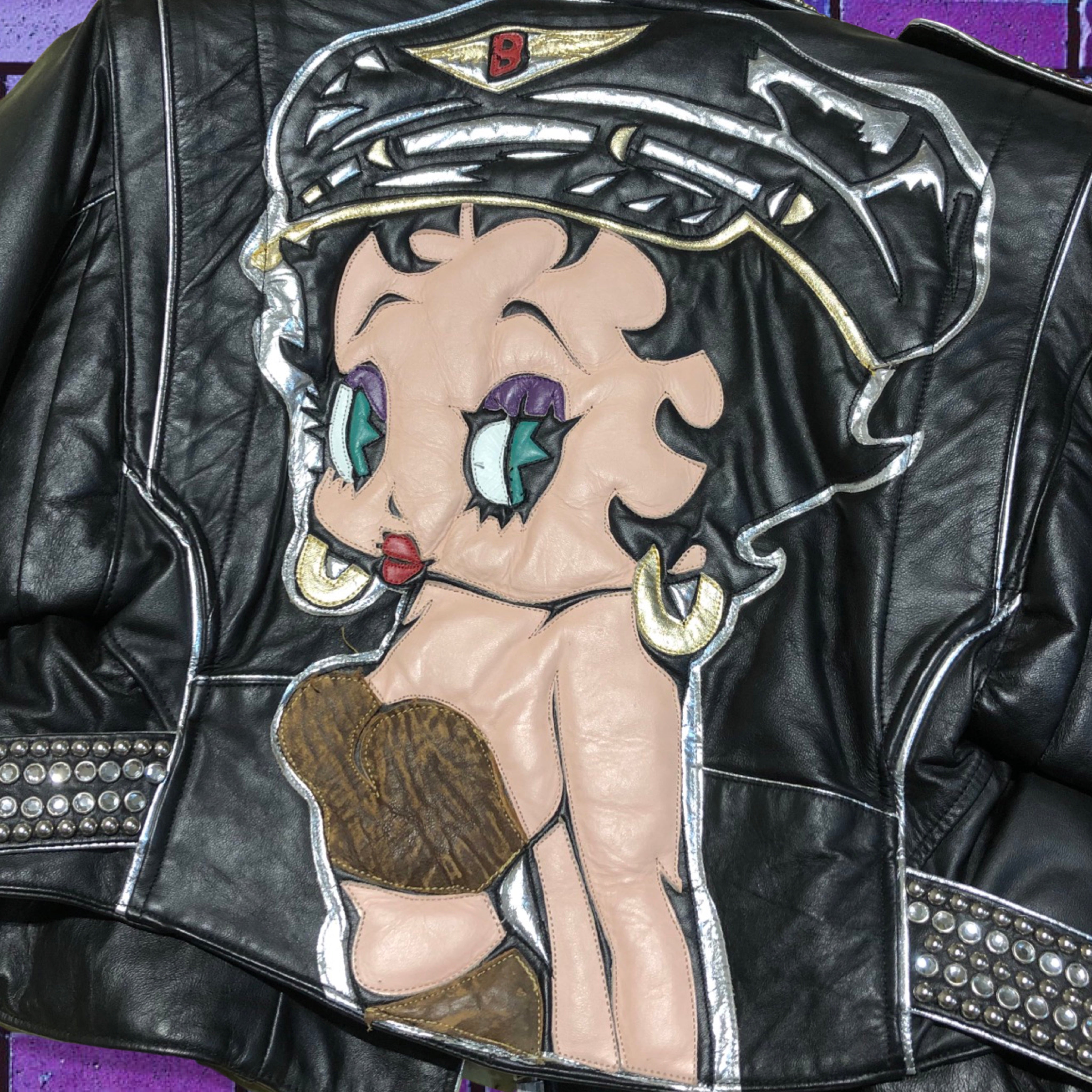 80's Betty Boop Studded Maziar Leather Jacket