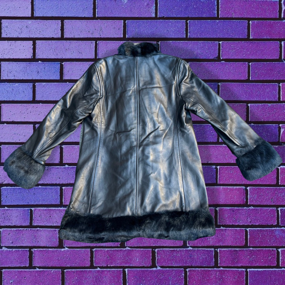 Black Leather Penny Lane Coat
