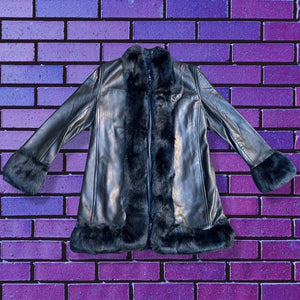 Black Leather Penny Lane Coat